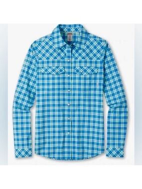 NWT STIO Button-Down Eddy Shirt in rapid freeze blue plaid size S